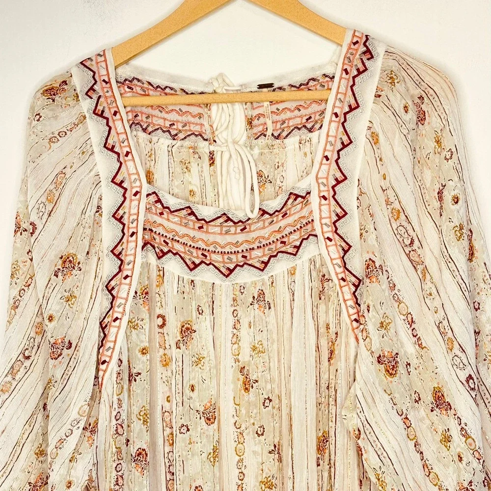 Free People Dance Magic Tunic‎ Womens Medium Embroidered Mini Dress Boho